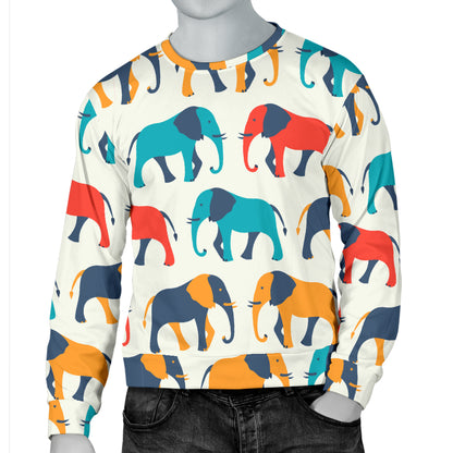 Elephant Colorful Print Pattern Men Long Sleeve Sweatshirt