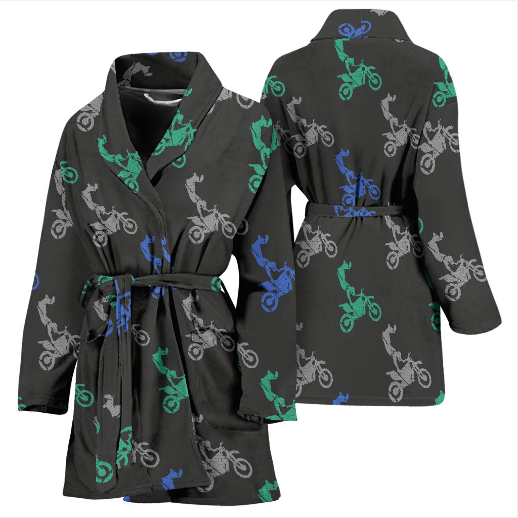Motocross Pattern Print Design 02 Women Bathrobe