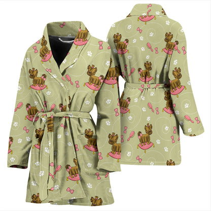 Yorkshire Cute Terriers Print Design LKS301 Women Bathrobe