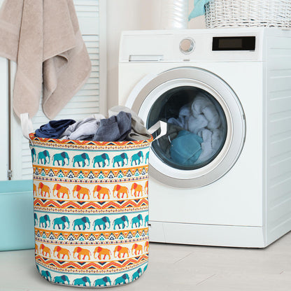 Elephant Aztec Ethnic Print Pattern Laundry Basket