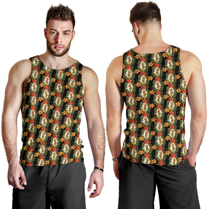 Hawaiian Flower Hula Hibiscus Print Men Tank Top