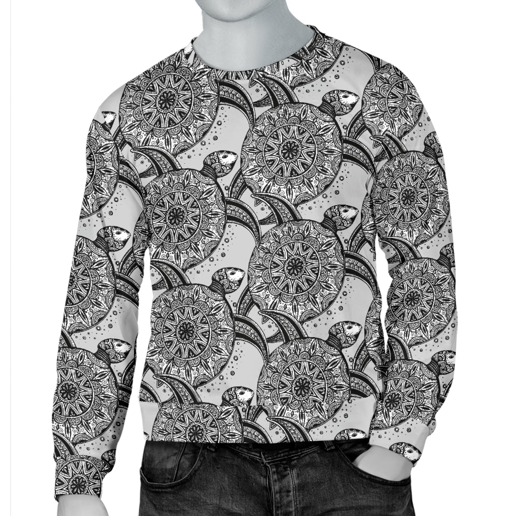 Tribal Turtle Polynesian Themed Print Men Long Sleeve Sweatshirt
