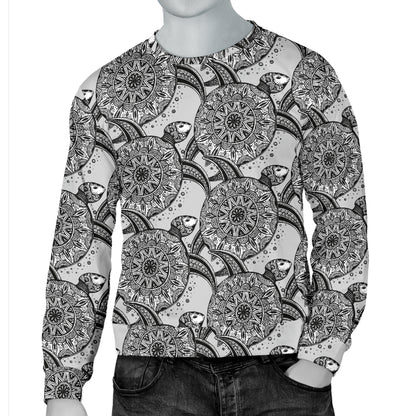 Tribal Turtle Polynesian Themed Print Men Long Sleeve Sweatshirt