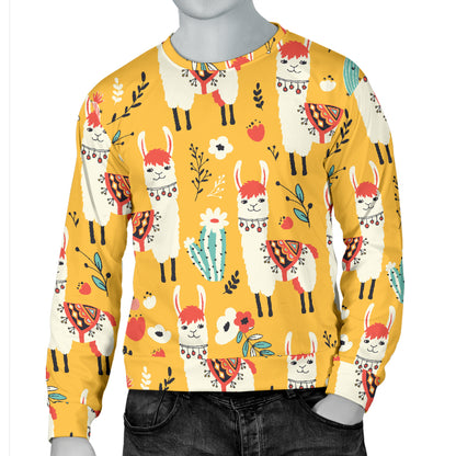 Llama Cute Themed Print Men Long Sleeve Sweatshirt