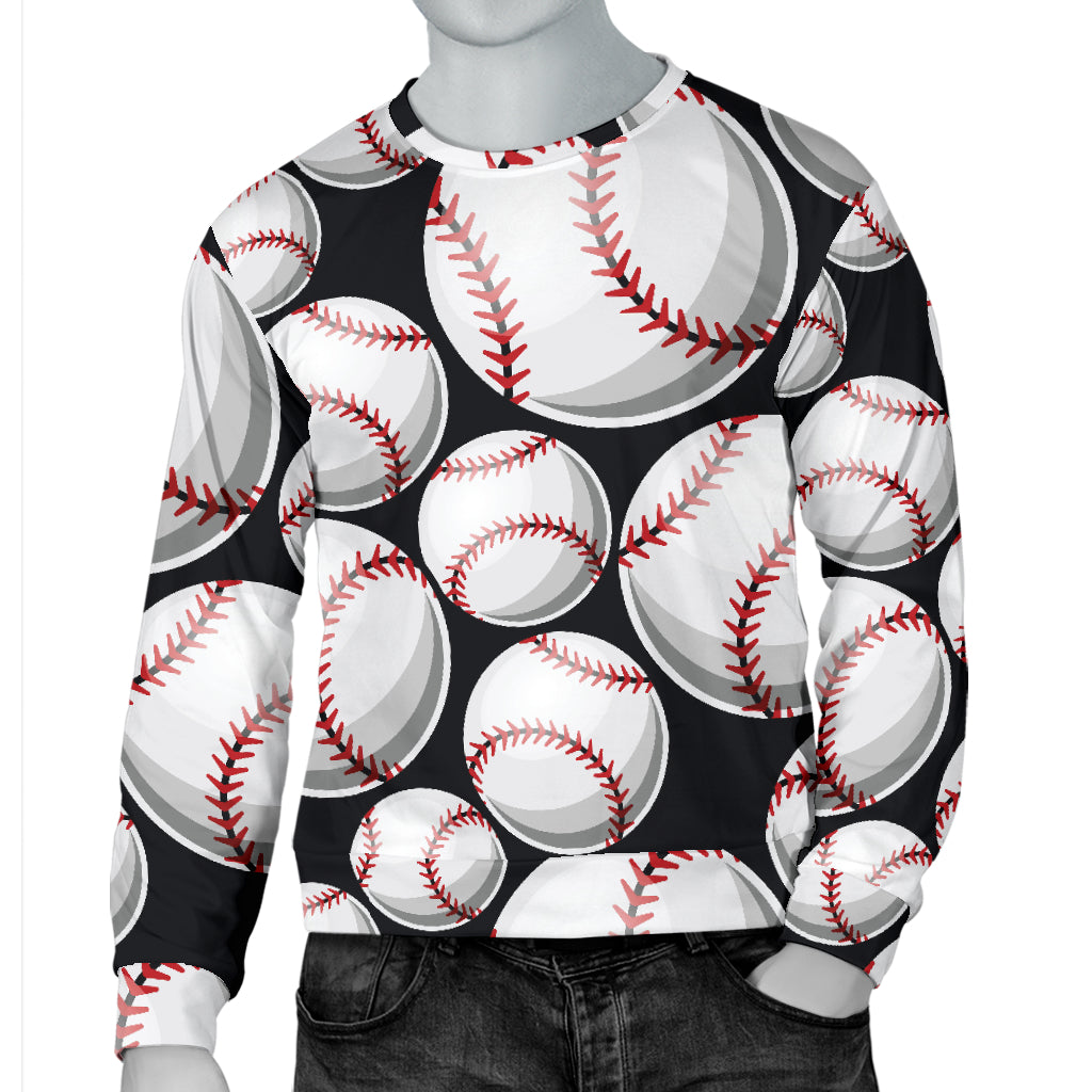 Baseball Black Background Men Long Sleeve Sweatshirt