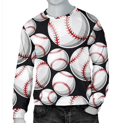 Baseball Black Background Men Long Sleeve Sweatshirt