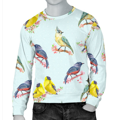 Bird Sweet Themed Print Pattern Men Long Sleeve Sweatshirt