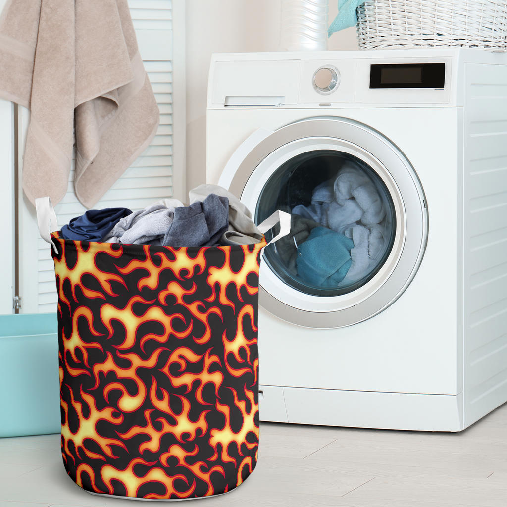 Flame Fire Themed Print Laundry Basket