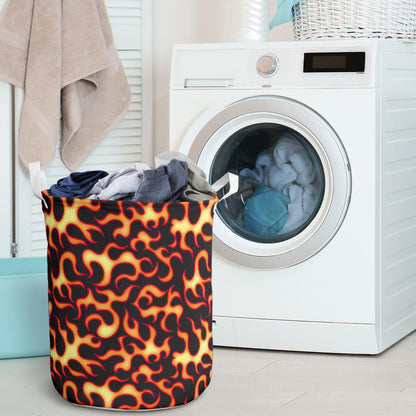 Flame Fire Themed Print Laundry Basket