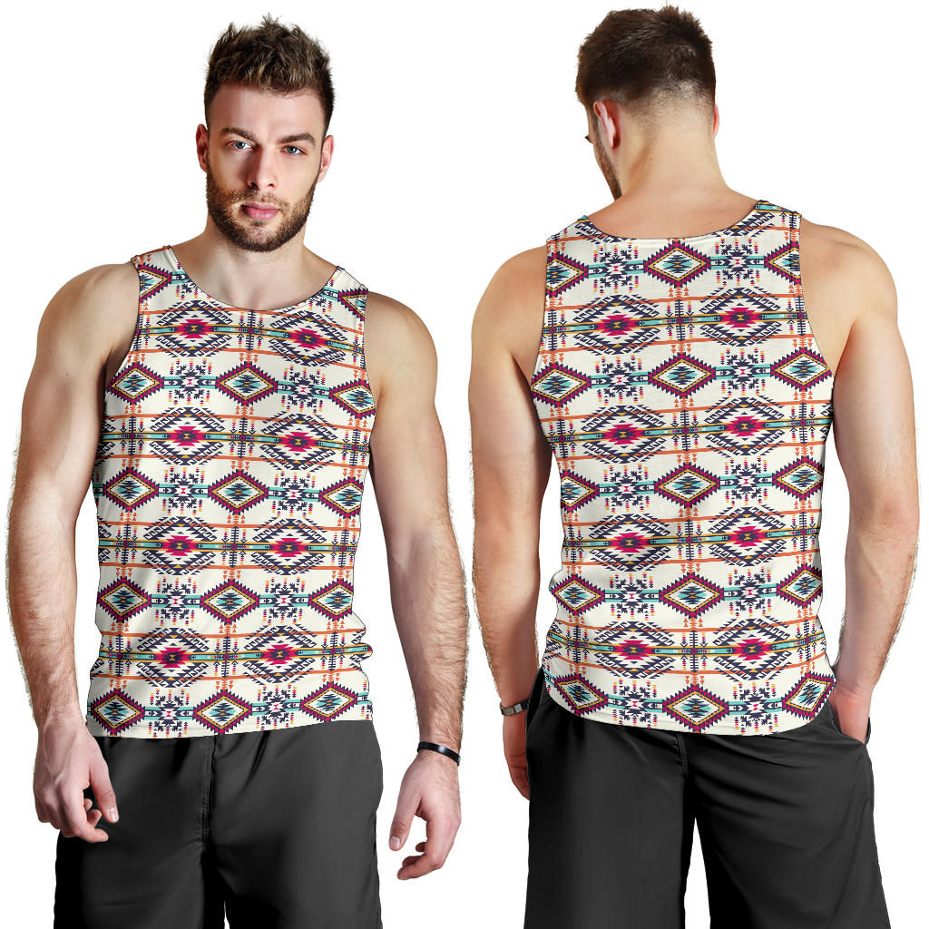 Indian Navajo Art Themed Design Print Men Tank Top