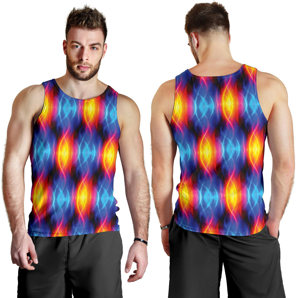Flame Fire Blue Design Print Men Tank Top
