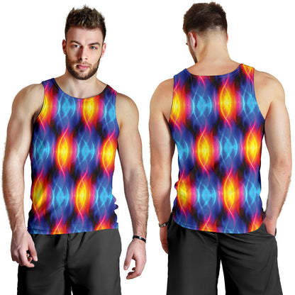 Flame Fire Blue Design Print Men Tank Top