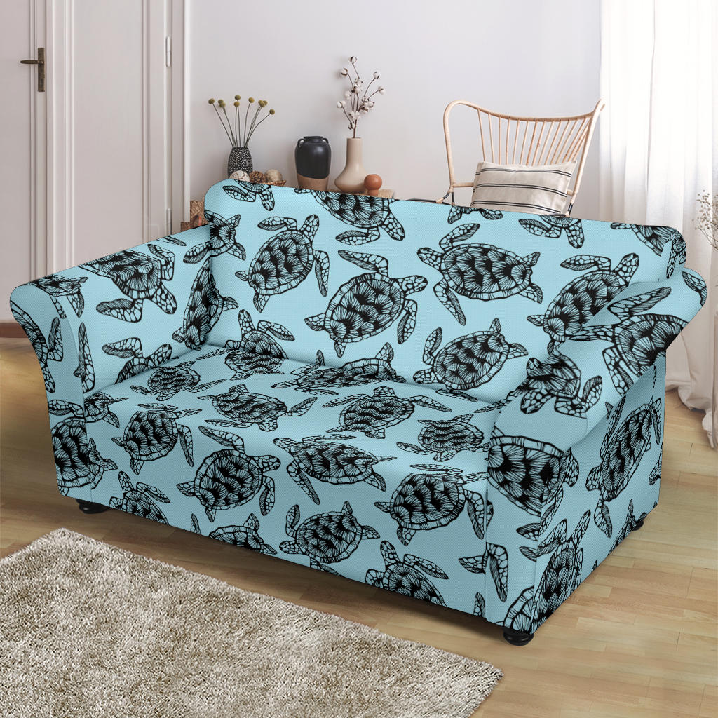 Sea Turtle Print Design LKS3010 Loveseat Couch Slipcover
