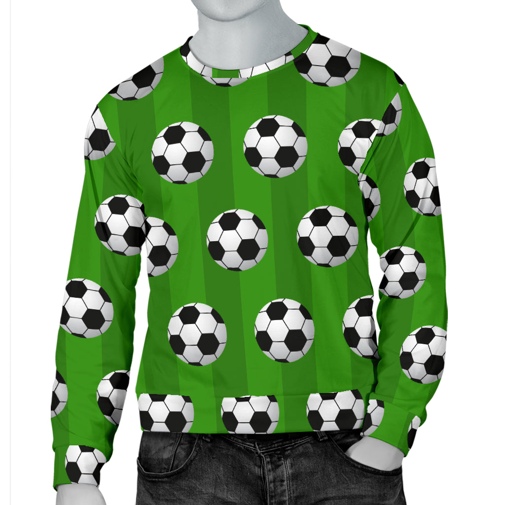 Soccer Ball Green Backgrpund Print Men Long Sleeve Sweatshirt