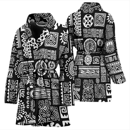 Polynesian Pattern Print Design A02 Women Bathrobe