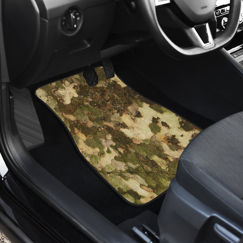 Camo Realistic Tree Texture Print Car Floor Mats Front Back