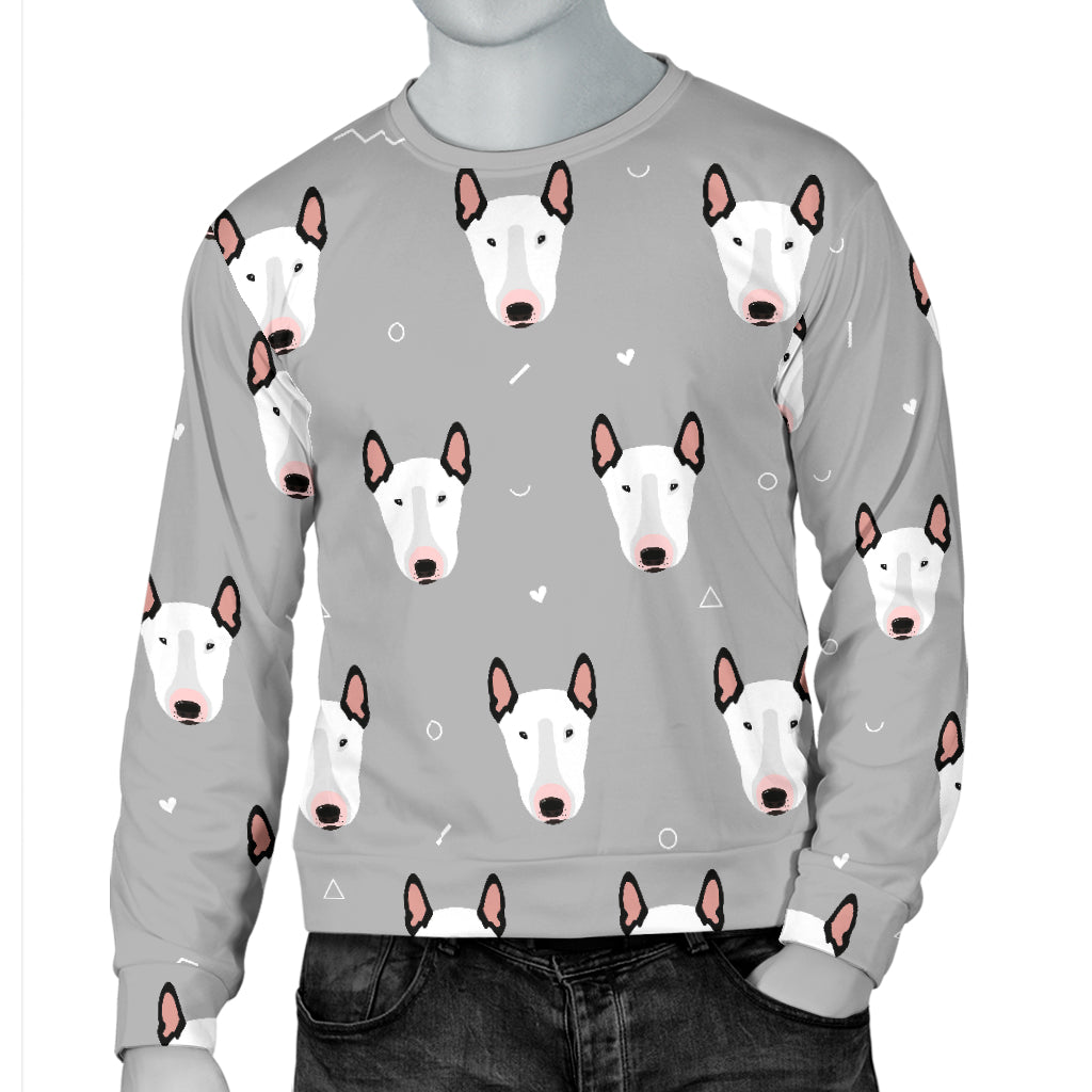 Bull Terrier Head Print Pattern Men Long Sleeve Sweatshirt