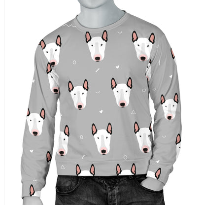 Bull Terrier Head Print Pattern Men Long Sleeve Sweatshirt