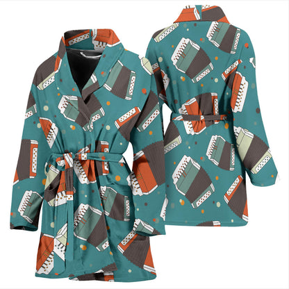 Accordion Pattern Print Design 02 Women Bathrobe