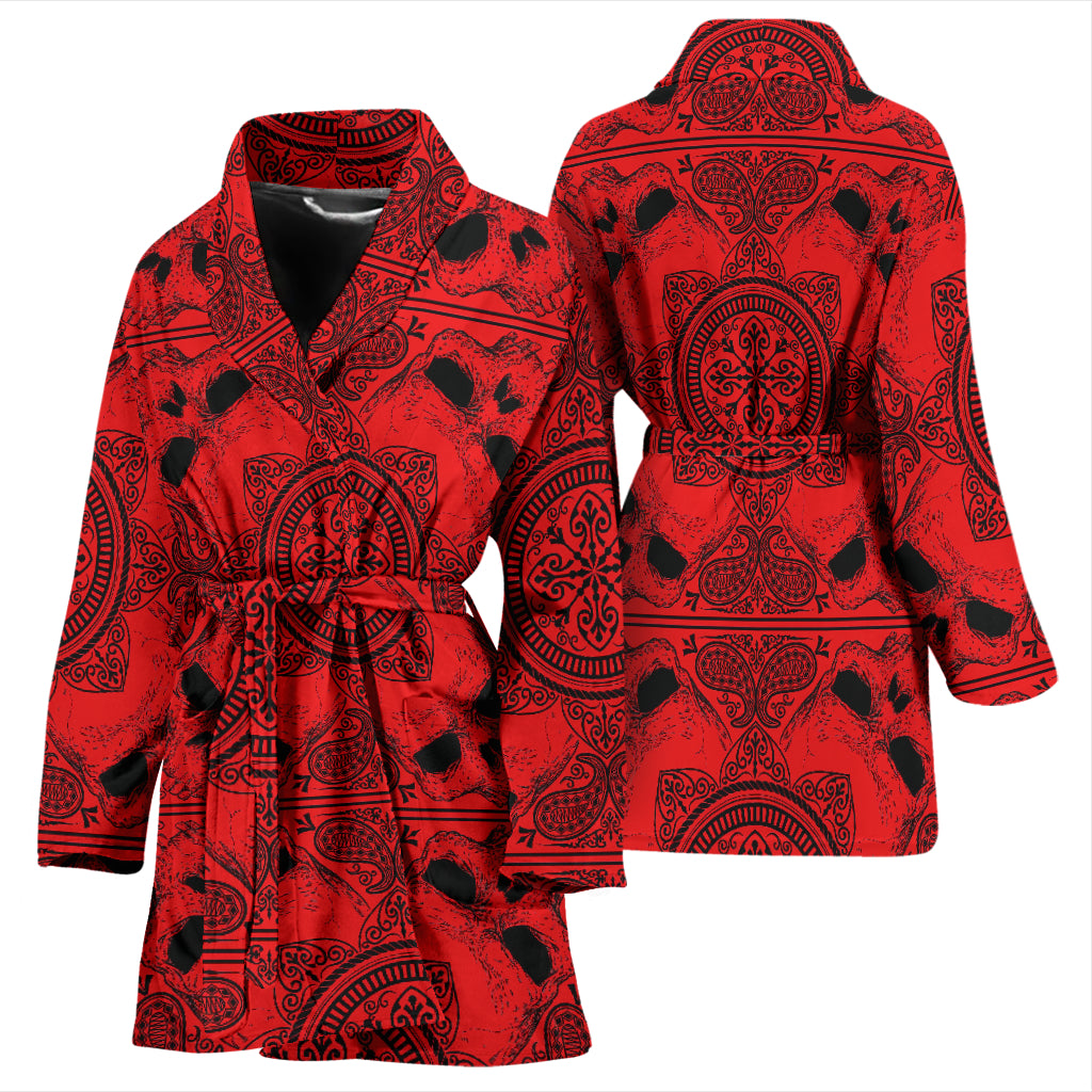 Bandana Red Print Design LKS304 Women Bathrobe