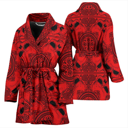 Bandana Red Print Design LKS304 Women Bathrobe
