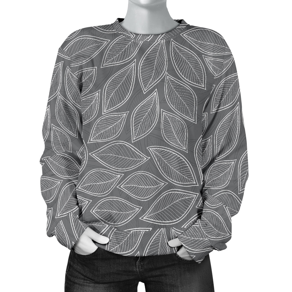 Elm Leave Grey Print Pattern Women Long Sleeve Sweatshirt