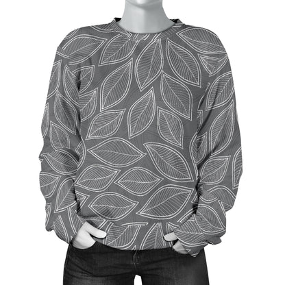 Elm Leave Grey Print Pattern Women Long Sleeve Sweatshirt