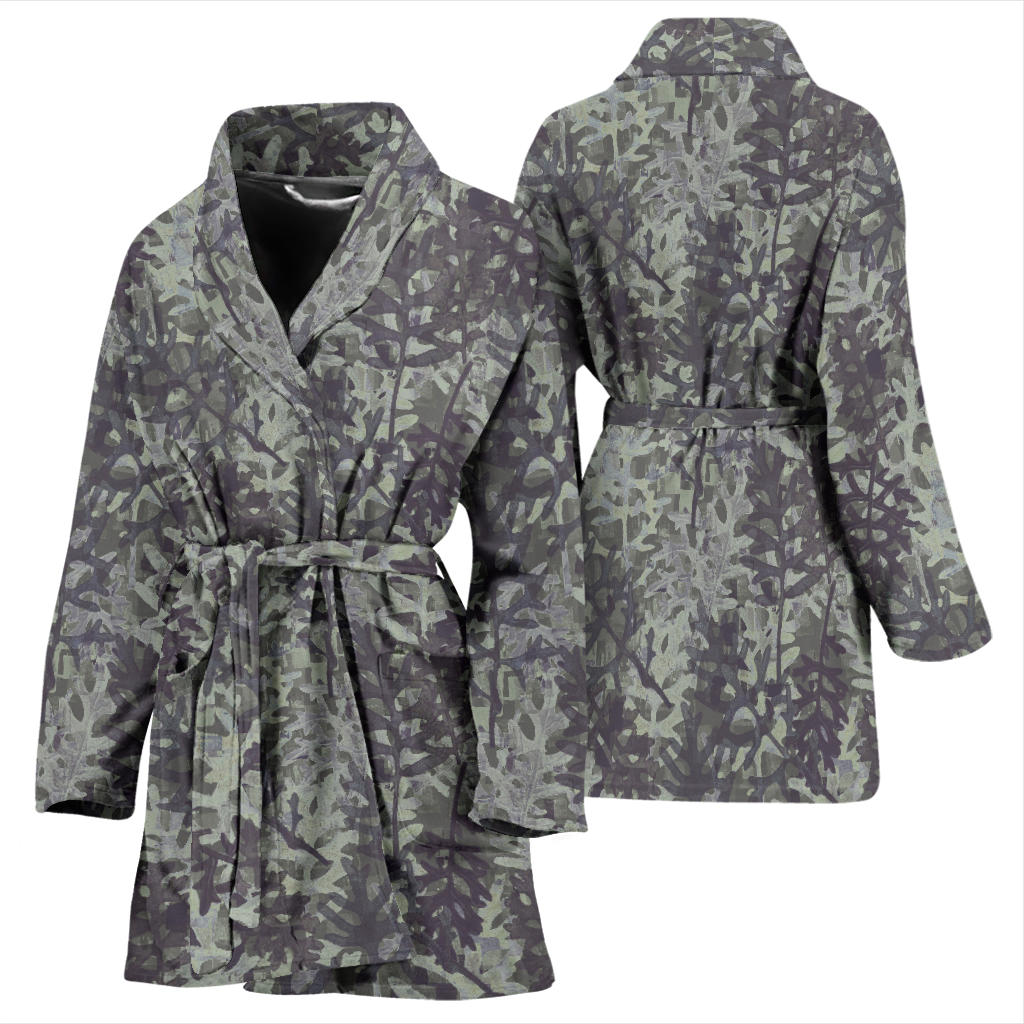 Camouflage Fern Pattern Print Design 05 Women Bathrobe