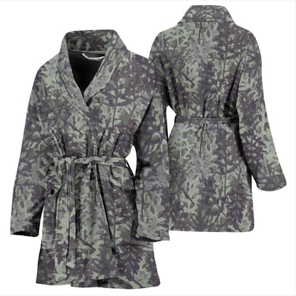 Camouflage Fern Pattern Print Design 05 Women Bathrobe