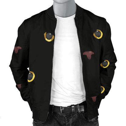 Black Cat Face Print Pattern Men Bomber Jacket