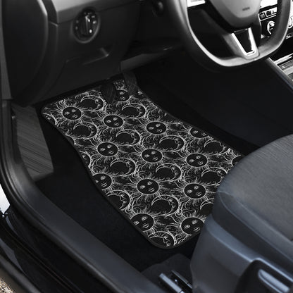 Sun Moon White Design Themed Print Car Floor Mats Front Back