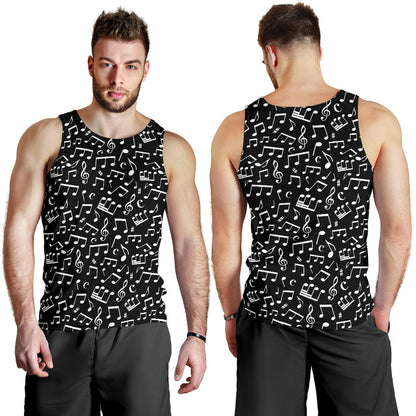 Music Note Black white Themed Print Men Tank Top