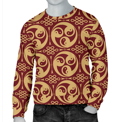 Yin Yang Style Pattern Design Print Men Long Sleeve Sweatshirt