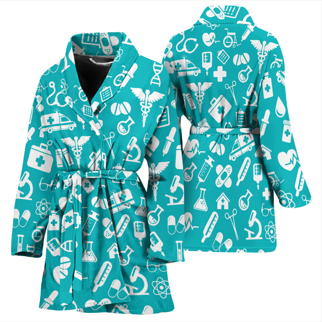 Medical Pattern Print Design 04 Women Bathrobe