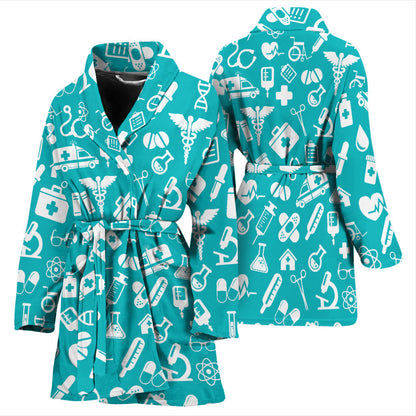 Medical Pattern Print Design 04 Women Bathrobe
