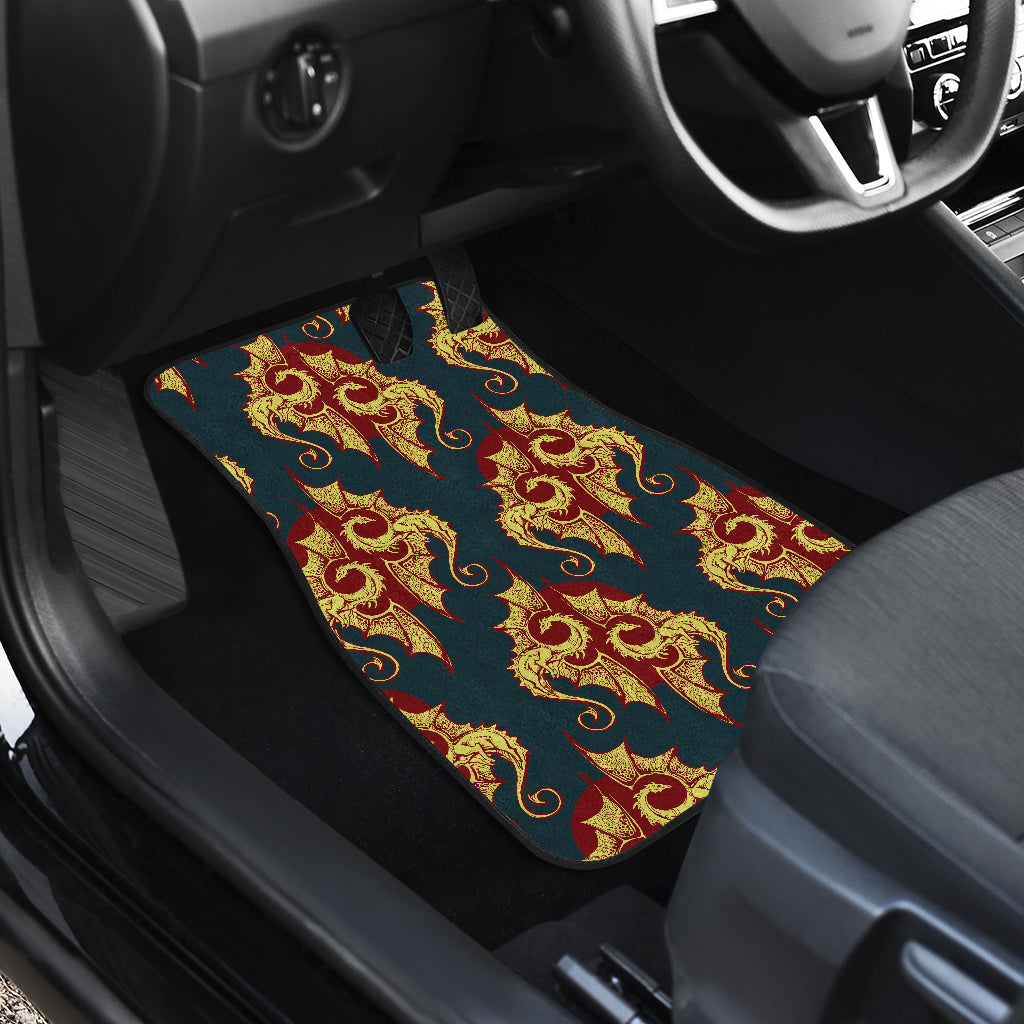 Dragons Gold Design Pattern Car Floor Mats Front Back