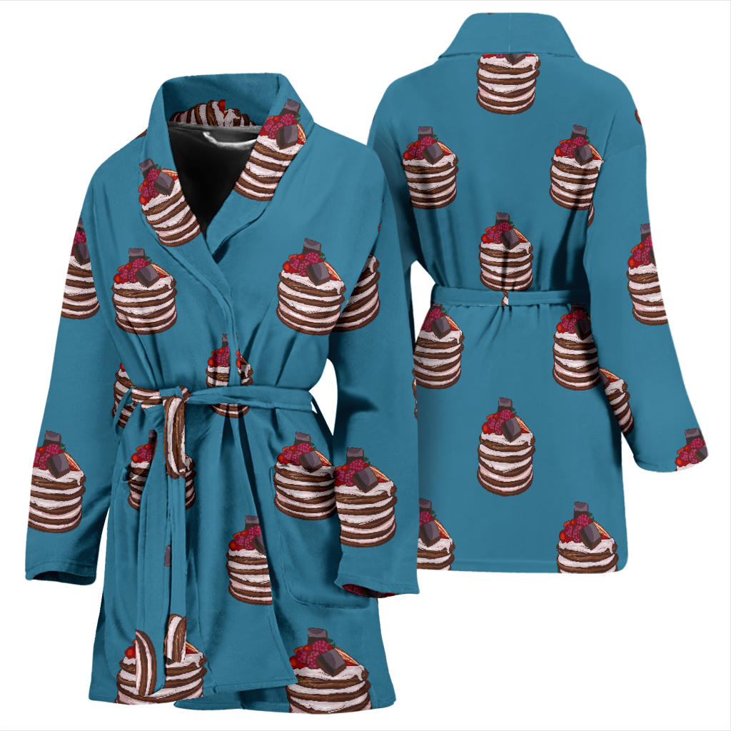 Pancake Pattern Print Design A03 Women Bathrobe
