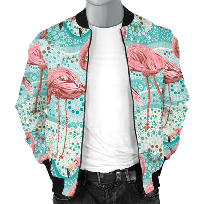 Flamingo Background Themed Print Men Bomber Jacket
