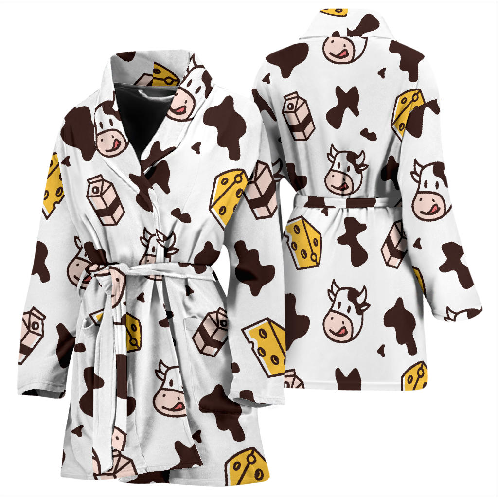 Cow Pattern Print Design 06 Women Bathrobe