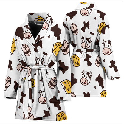 Cow Pattern Print Design 06 Women Bathrobe
