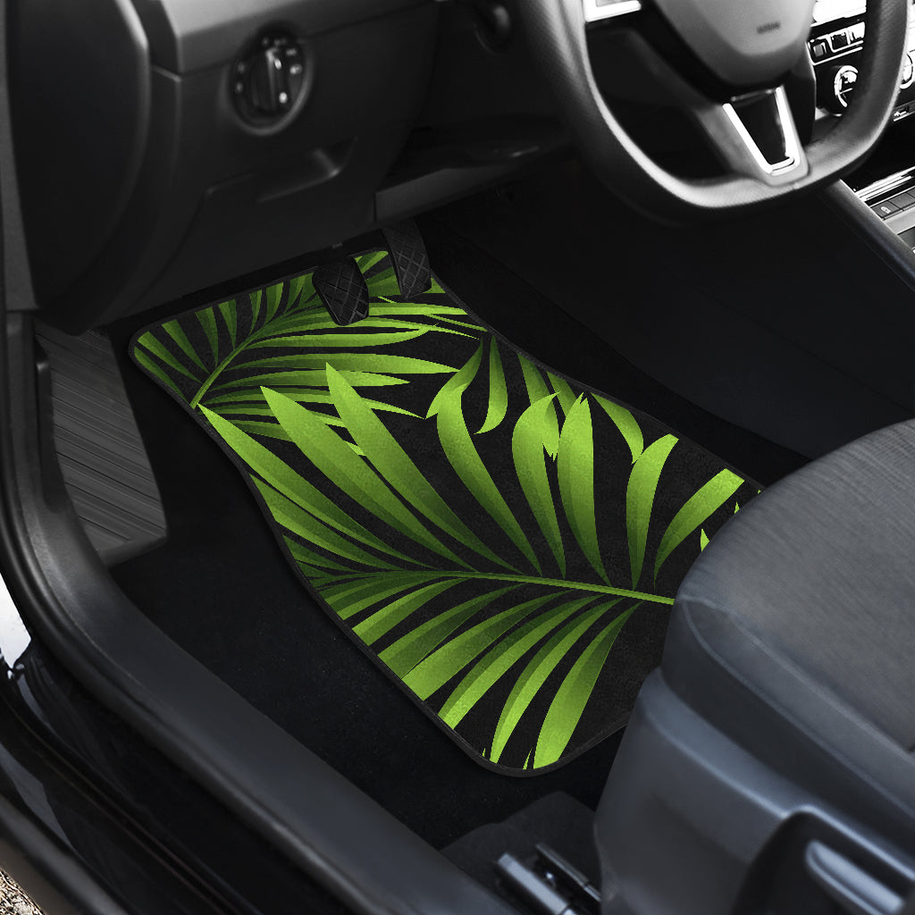 Green Neon Tropical Palm Leaves Car Floor Mats Front Back