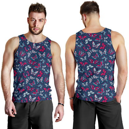 Butterfly Red Deep Blue Print Pattern Men Tank Top