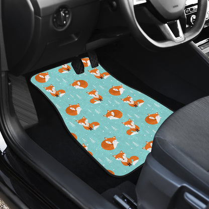 Fox Design Snow Print Pattern Car Floor Mats Front Back