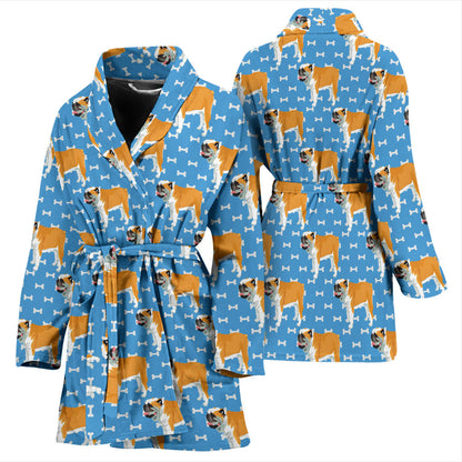 Bulldogs Pattern Print Design 06 Women Bathrobe