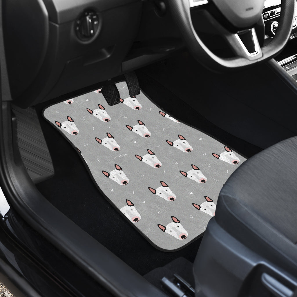 Bull Terrier Head Print Pattern Car Floor Mats Front Back