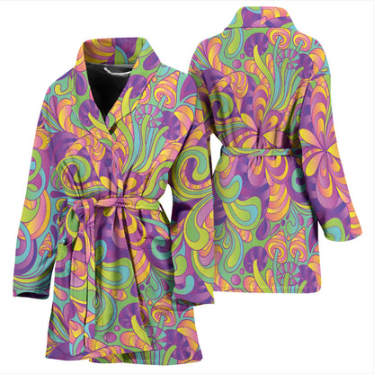 Psychedelic Mushroom Pattern Print Design A05 Women Bathrobe