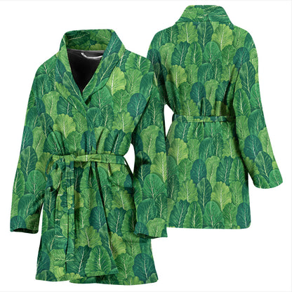 Cabbage Pattern Print Design 02 Women Bathrobe