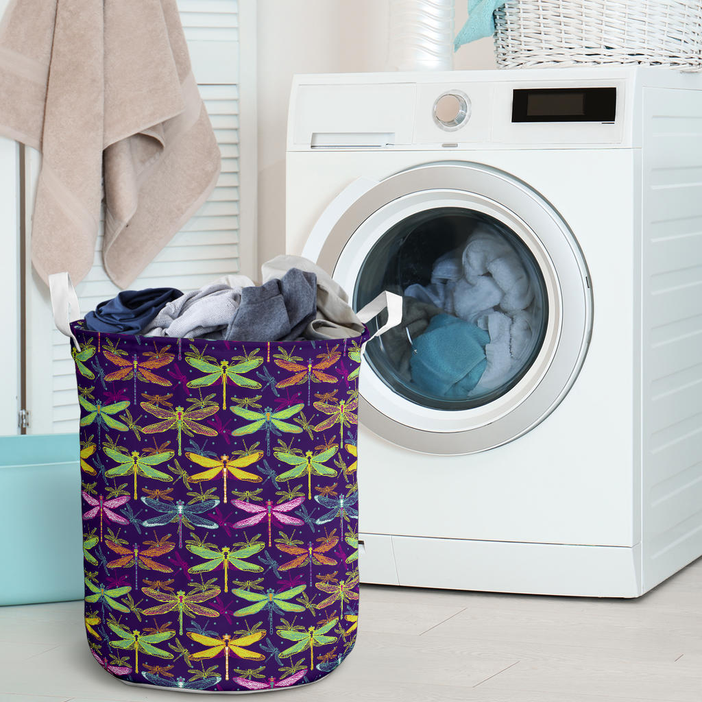 Dragonfly Neon Color Print Pattern Laundry Basket