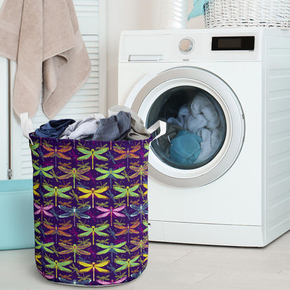 Dragonfly Neon Color Print Pattern Laundry Basket