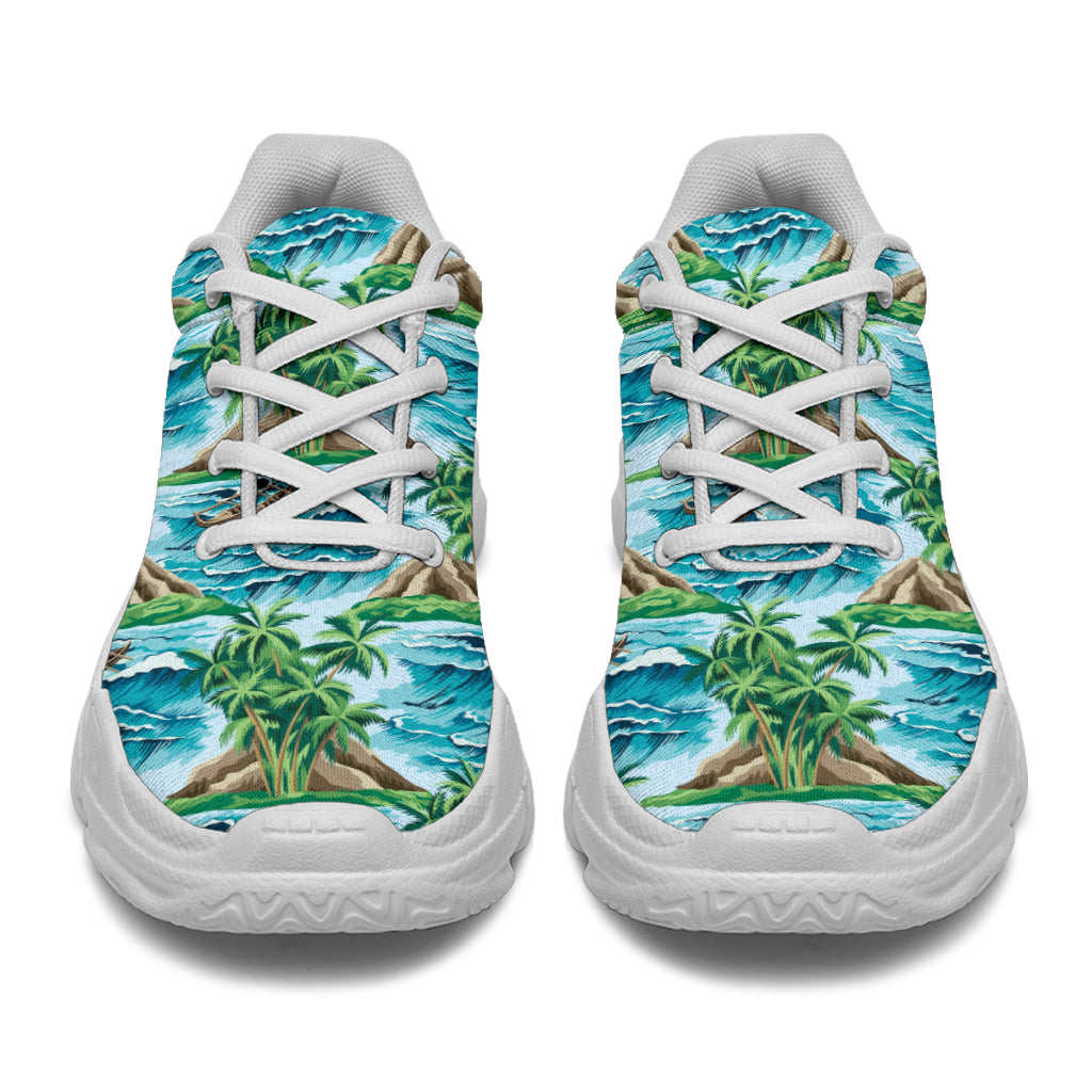 Palm Tree Hawaiian Themed Design Print Chunky Sneakers